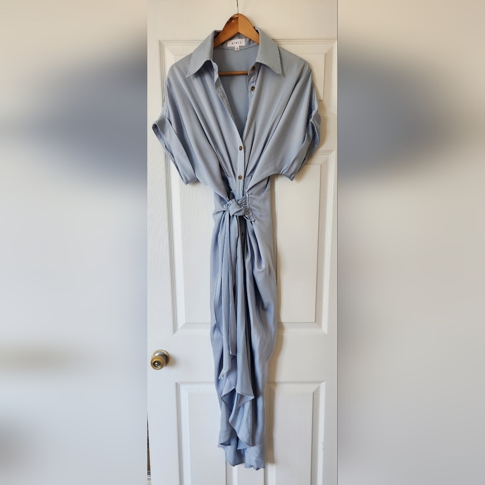 MARBLE Light Blue Long Sleeve Dress